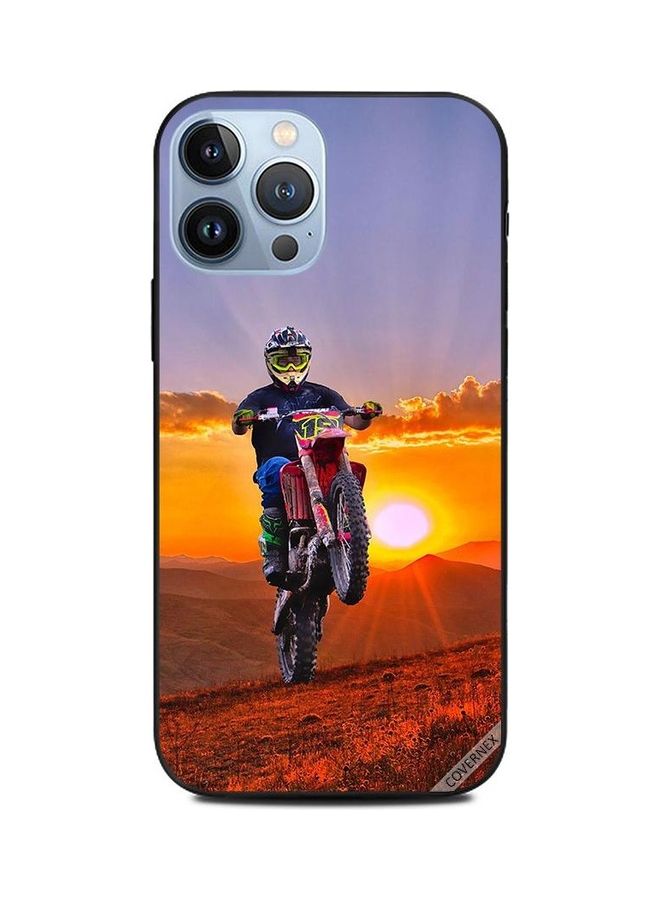 كوفرنيكس غطاء حماية لهاتف أبل آيفون 13 برو ماكس بتصميم دراجة ترابية مع شمس متعدد الألوان - Image 1