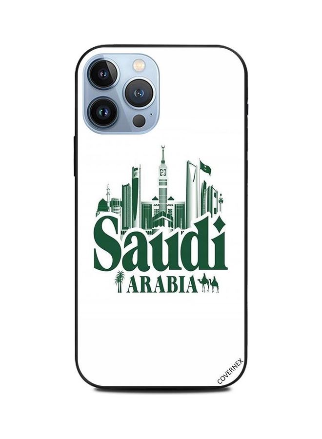 كوفرنيكس غطاء حماية بتصميم عمل فني للمملكة العربية السعودية لهاتف أبل آيفون 13 برو ماكس أبيض/أخضر - Image 1
