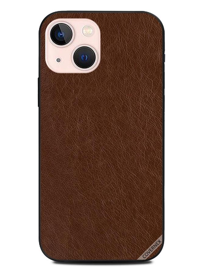 Covernex Protective Case Cover For Apple iPhone 13 Mini Dark Brown Leather Pattern - Image 1
