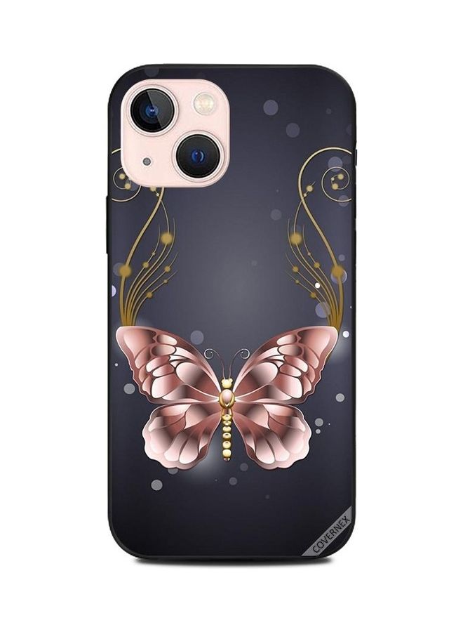 كوفرنيكس غطاء حماية واقٍ لهاتف أبل آيفون 13 ميني طبعة فراشة وخلفية بلون رمادي - Image 1