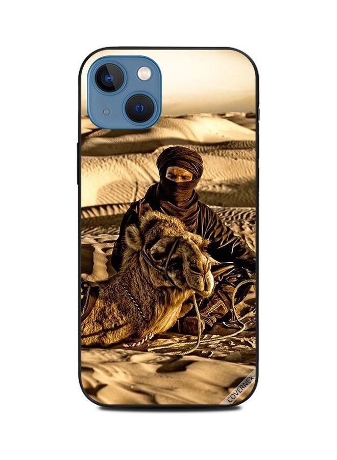 كوفرنيكس غطاء حماية واق لهاتف أبل آيفون 13 بطبعة رجل مع جمله في الصحراء - Image 1