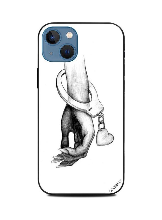 كوفرنيكس غطاء حماية واق بتصميم يعبر عن قيود الحب لهاتف أبل آيفون 13 أسود/ أبيض - Image 1