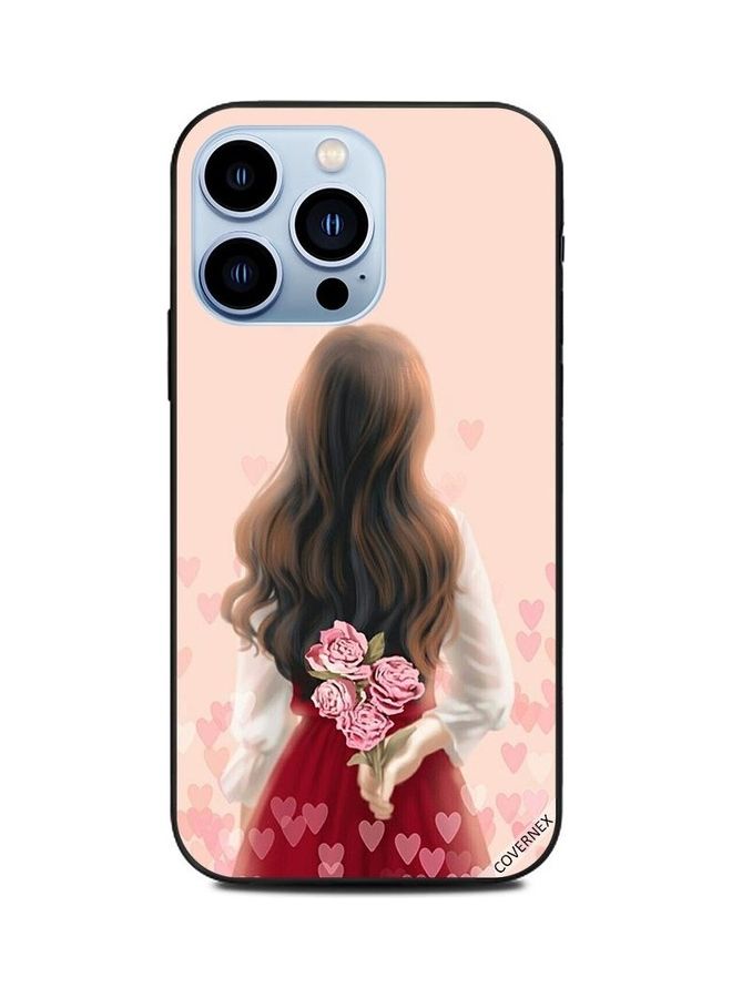 Covernex Apple iPhone 13 Pro Protective Case Cover Printed Featuring Girl Hiding Flowers DESIGN_0479 - Image 1