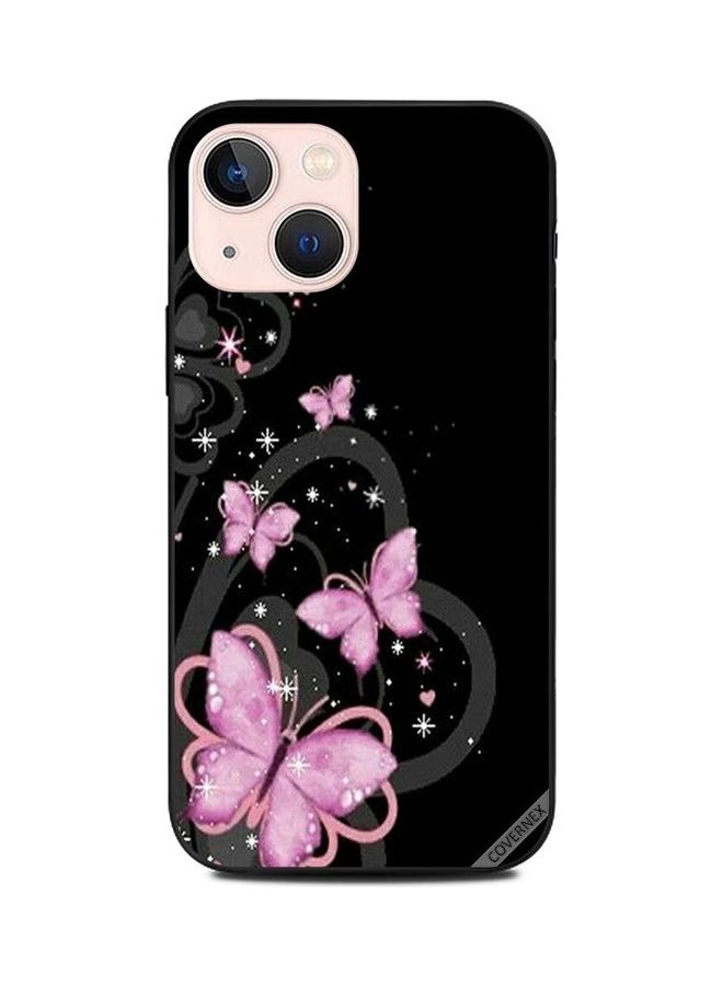Covernex Protective Case Cover For Apple iPhone 13 Mini Pink Butterfly Grey Hearts - Image 1