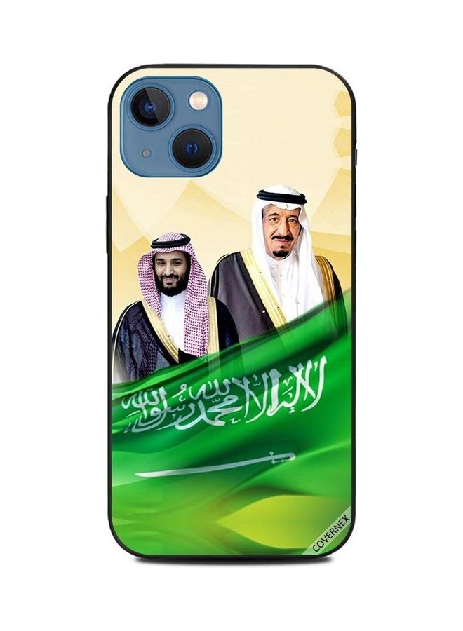 كوفرنيكس غطاء حماية واقٍ بتصميم صورة الملك سلمان والأمير محمد بن سلمان مع علم المملكة العربية السعودية لهاتف أبل آيفون 13 متعدد الألوان - Image 1