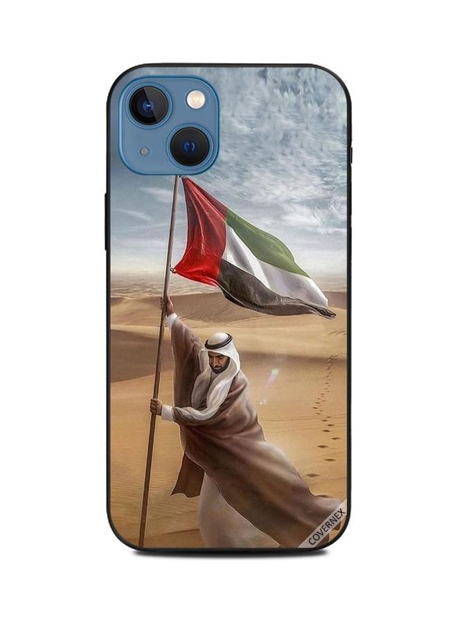 كوفرنيكس غطاء حماية واقٍ بتصميم صورة الشيخ زايد يغرس علم دولة الإمارات العربية المتحدة لهاتف أبل آيفون 13 متعدد الألوان - Image 1