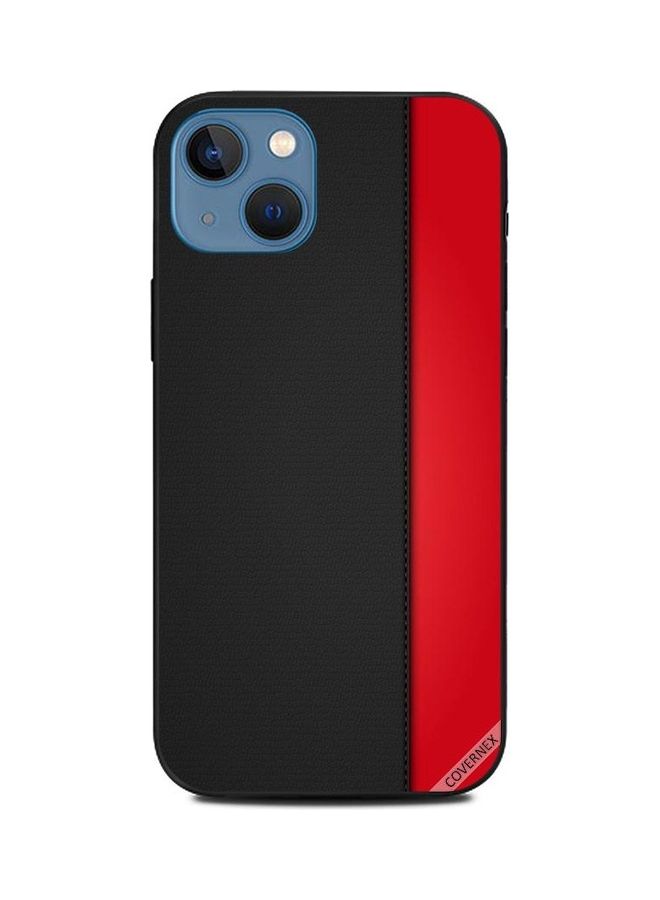 كوفرنيكس غطاء حماية واق لهاتف أبل آيفون 13 بلاين ريد أند بلاك ليذر باترن - Image 1