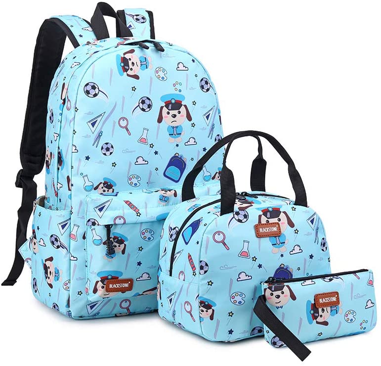 3-Piece Unicorn Printed Backpack Set Light Blue/Pink/Black