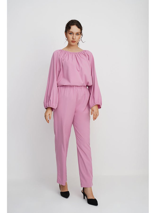 RAHA - Boat Neck Long Sleeves Modest Top Purple - Image 1