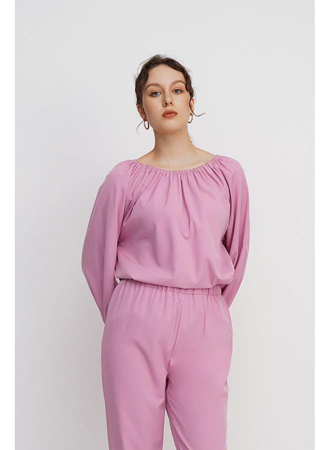 RAHA - Boat Neck Long Sleeves Modest Top Purple - Image 1