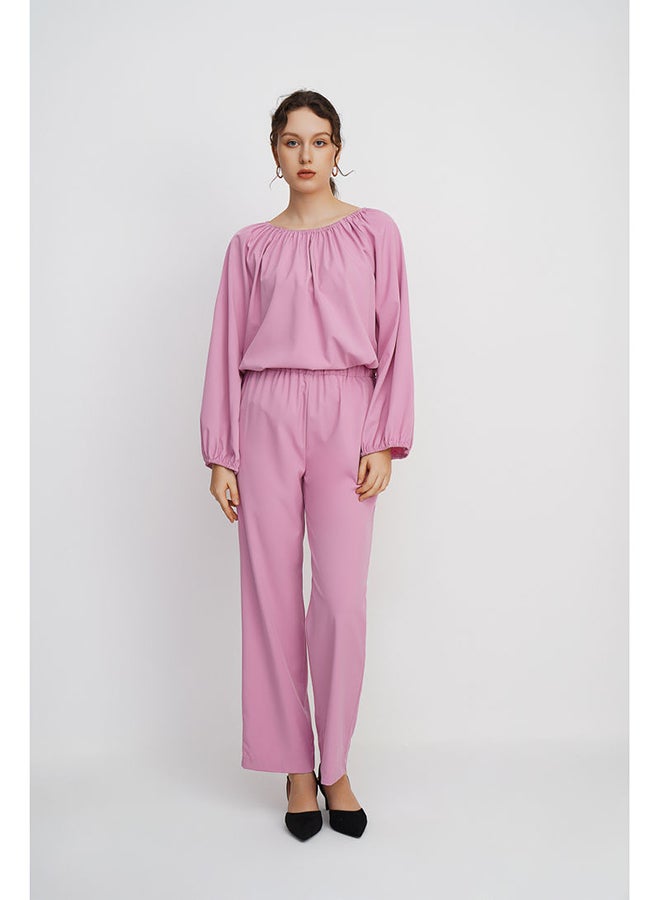 RAHA - Boat Neck Long Sleeves Modest Top Purple - Image 1