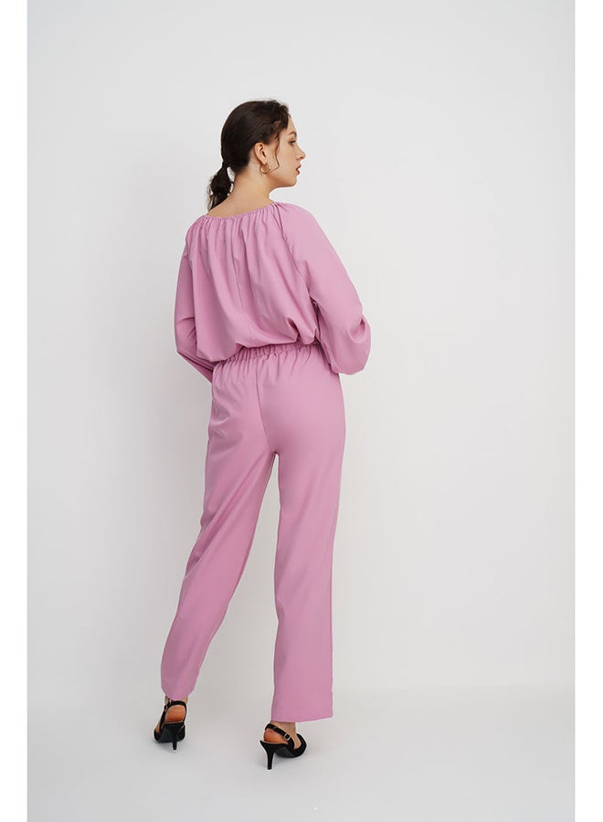 RAHA - Boat Neck Long Sleeves Modest Top Purple - Image 1