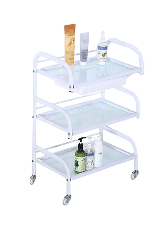 HK - Beauty Salon Glass Trolley White 52x32x81 cm - Image 1