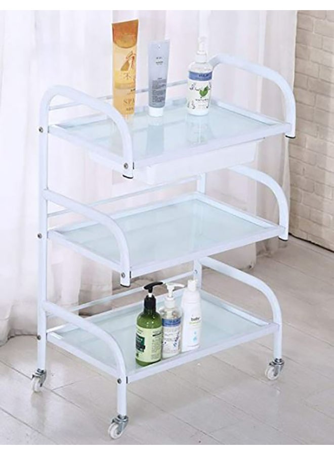 HK - Beauty Salon Glass Trolley White 52x32x81 cm - Image 1