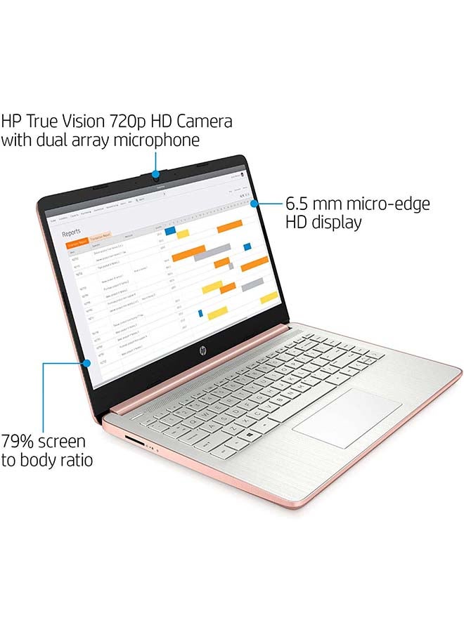 HP 14-DQ0004dx Laptop With 14-Inch Display, Celeron N4020 Processer/4GB RAM/64GB Emmc/Intel UHD Graphics English ‎Rose Gold  - Image 4