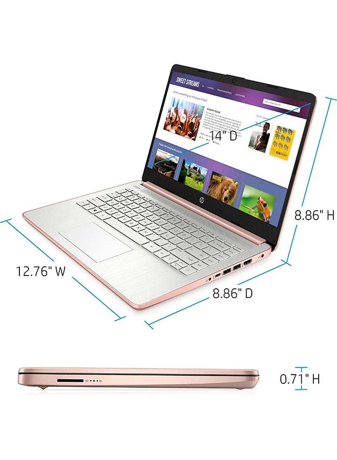 HP 14-DQ0004dx Laptop With 14-Inch Display, Celeron N4020 Processer/4GB RAM/64GB Emmc/Intel UHD Graphics English ‎Rose Gold  - Image 5