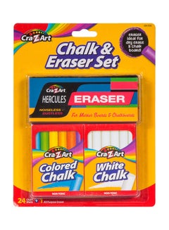 Cra-Z-Art Chalk & Eraser Set, 24ct Chalk Sticks & 1ct Eraser 