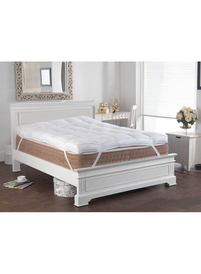 إيه إس غطاء فراش فاخر فائق السماكة مقاس كينج مزيج القطن أبيض - Image 4