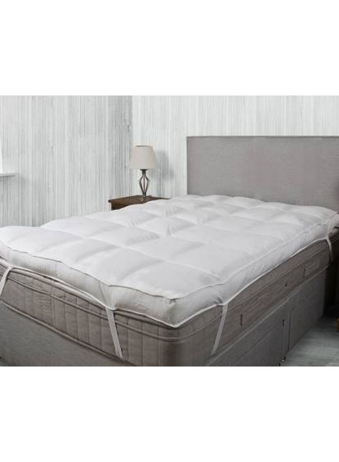 إيه إس غطاء فراش فاخر فائق السماكة مقاس كينج مزيج القطن أبيض - Image 5