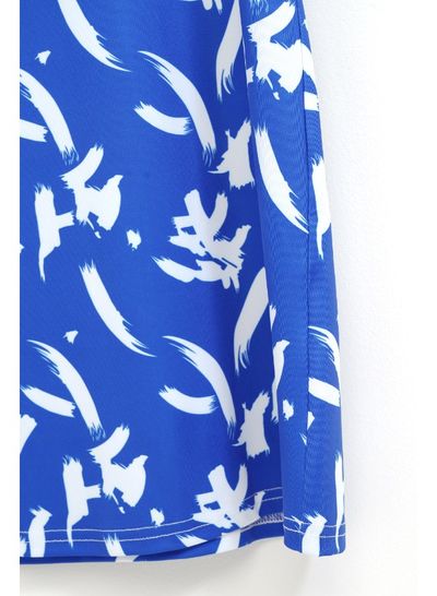 Aila Women's Casual Round Neck Short Sleeve Mini Dress BLUE/WHITE  - Image 5