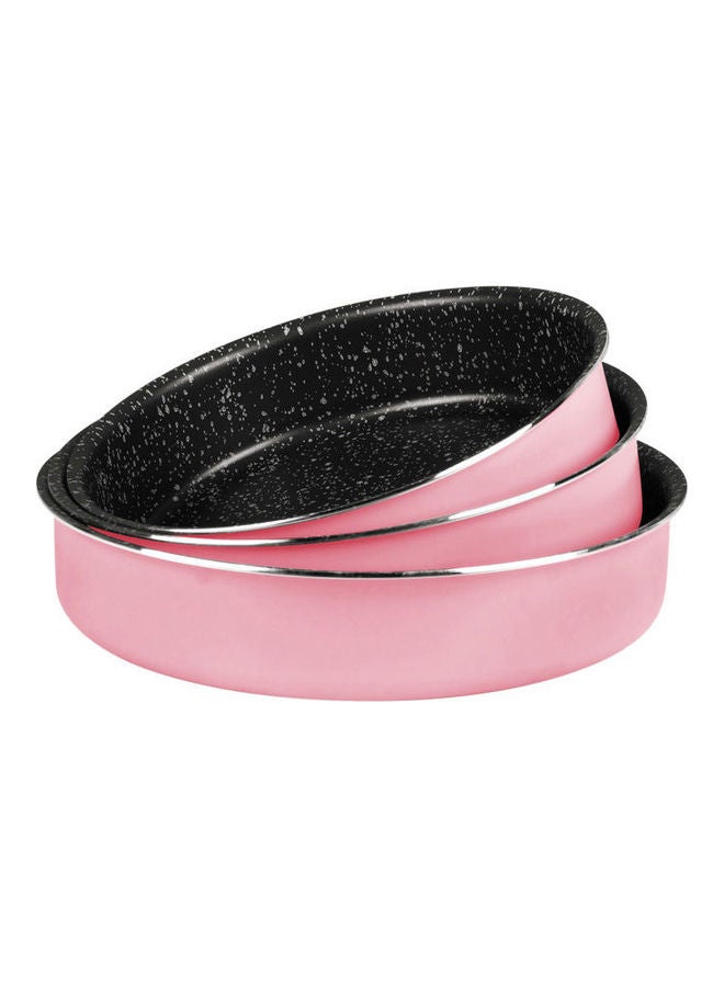 Grandi - Cook Pop Round Oven Tray Set 24-26-30 Pink/Black - Image 1