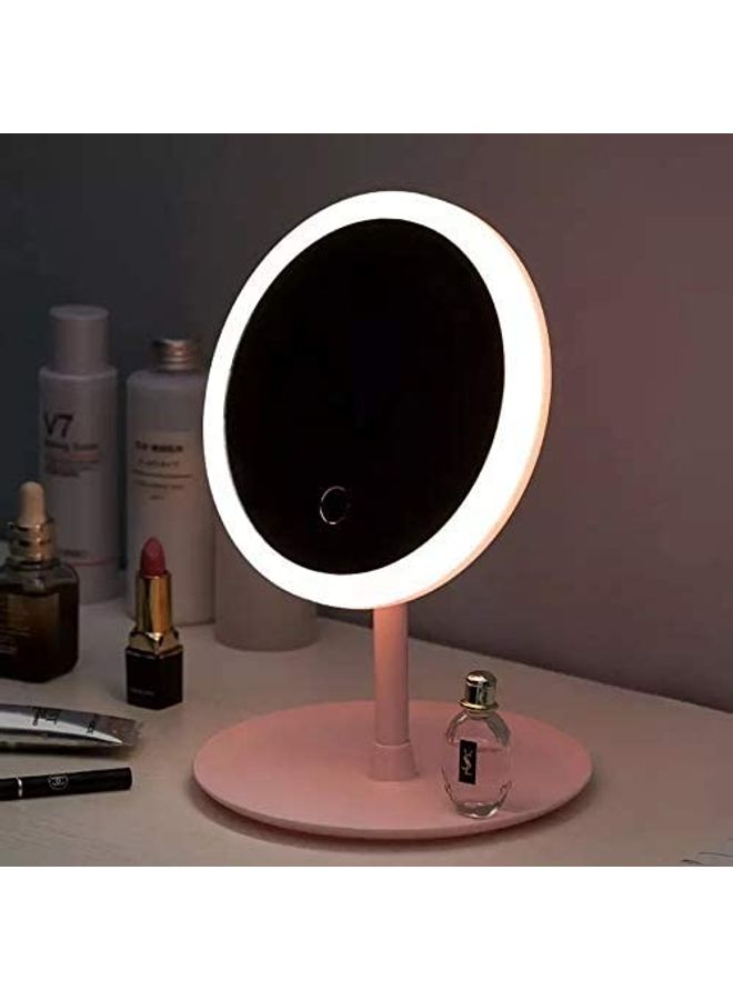 AIWANTO Rechargeable LED Light Vanity Cosmetic Mirror Pink 27cm  - Image 1