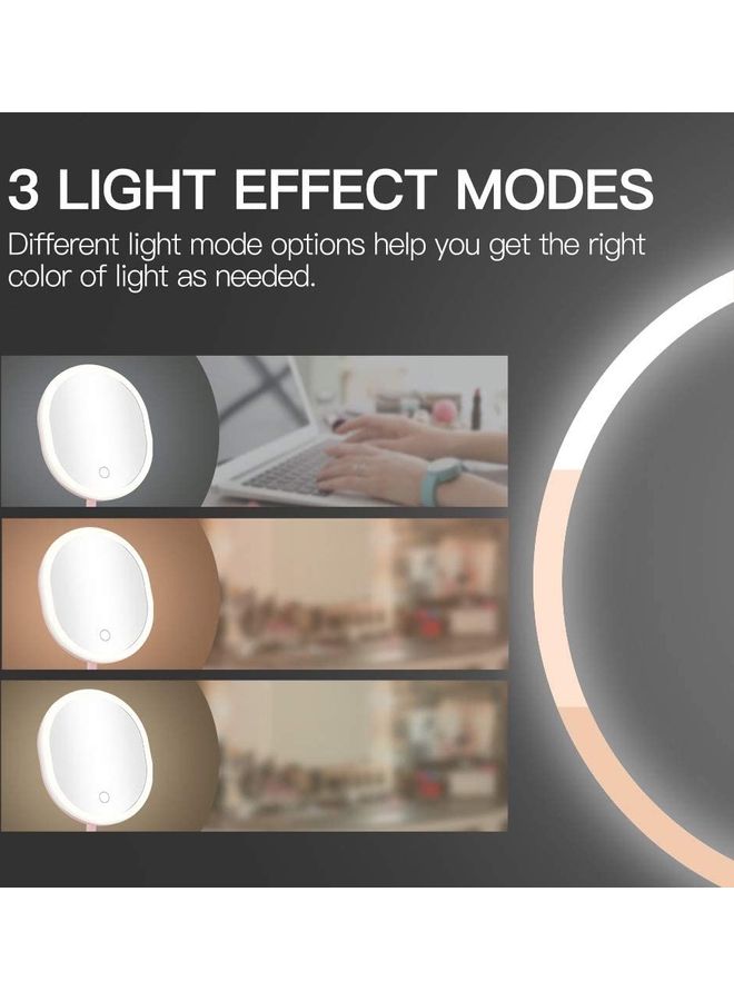 AIWANTO Rechargeable LED Light Vanity Cosmetic Mirror Pink 27cm  - Image 3