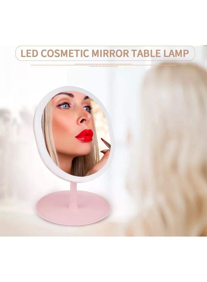 AIWANTO Rechargeable LED Light Vanity Cosmetic Mirror Pink 27cm  - Image 5