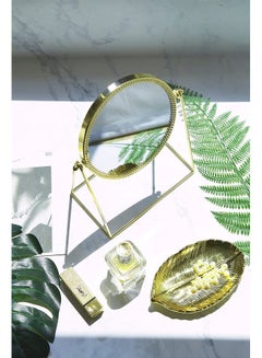 AIWANTO Rotation Cosmetic Vanity Mirror Gold 25cm  - Image 2