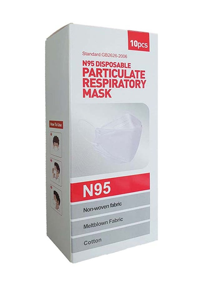 مجموعة من 10 أقنعة وجه N95 للبالغين ، لون أبيض . - Image 2
