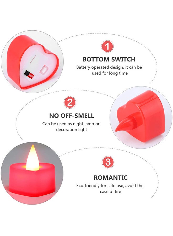 BABAZAM - 24-Piece Heart Shape Battery Included LED Candle Set red 3.5 x 4 x 4cm - Image 1