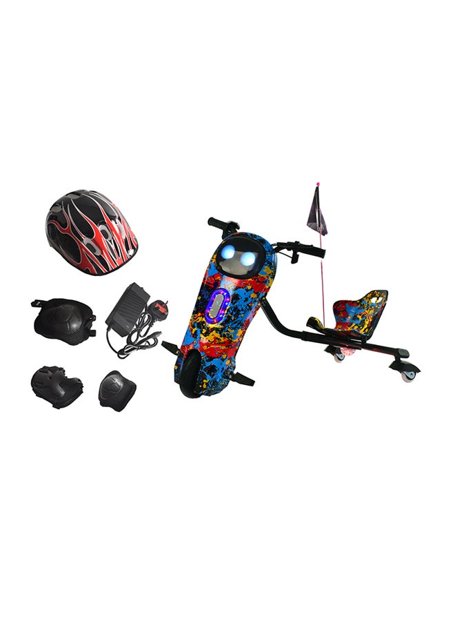 Rally 3 Wheels Electric Drift Scooter With Helmet Kit Knee Guard And Elbow Multicolour - Image 2