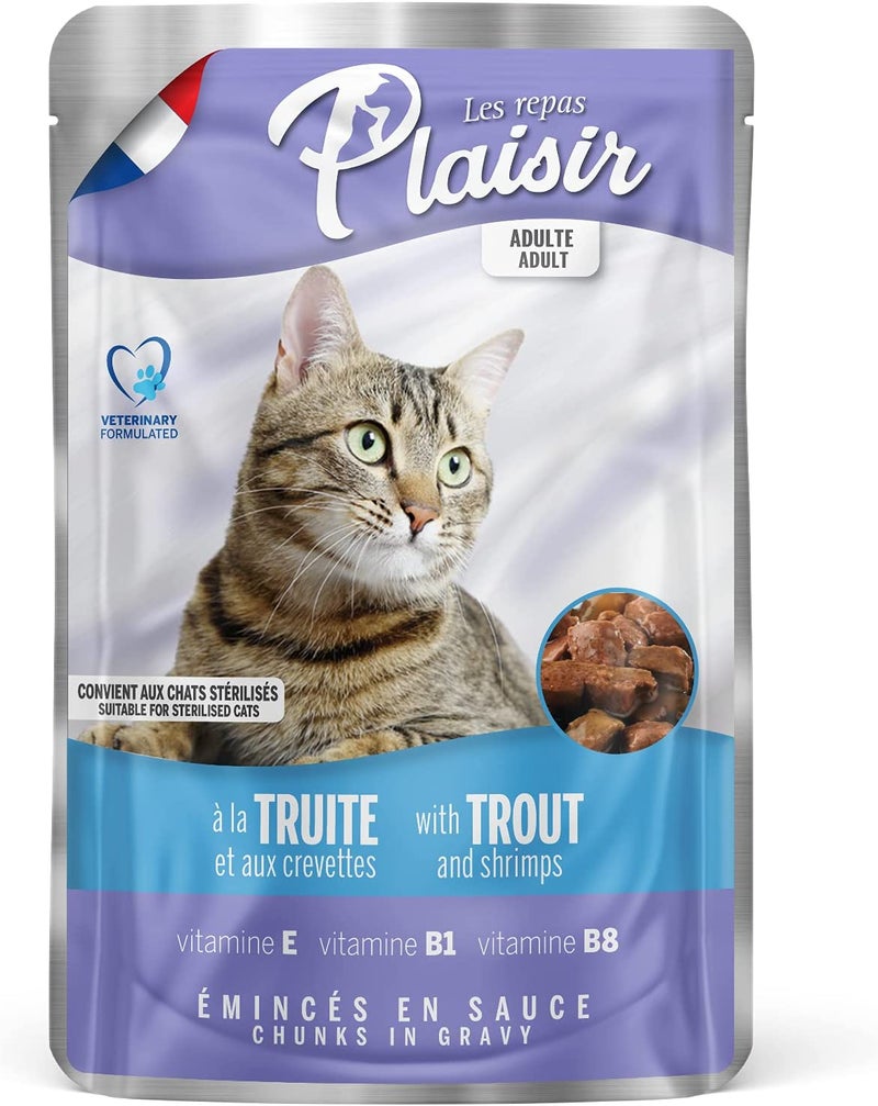 Plaisir Cats Chunks In Gravy Trout And Shrimps Pouch 100grams  - Image 1