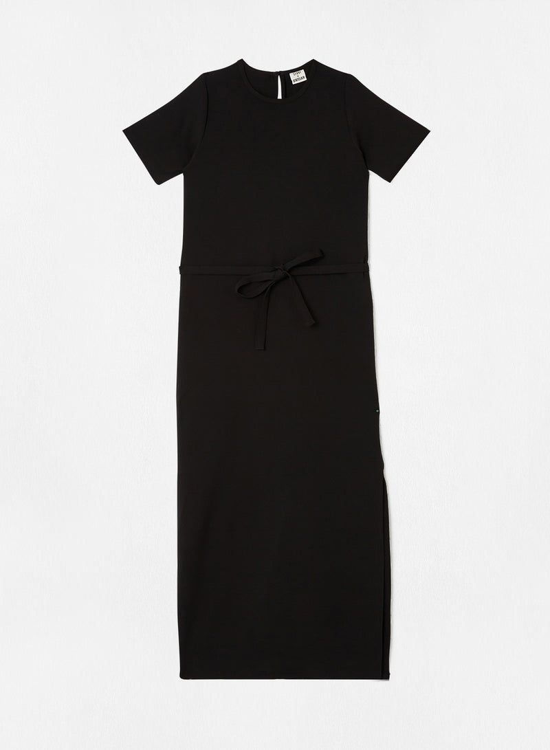 Basic Tie-Waist Dress Black