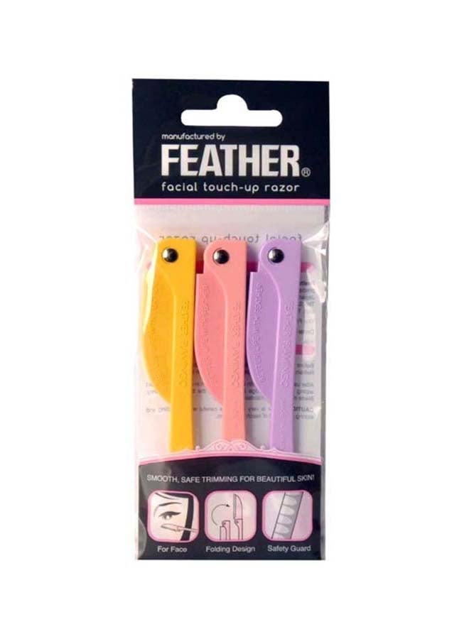 Feather Pack Of 2 Flamingo Facial Touch-Up Razor Yellow/Pink/Purple  - Image 2