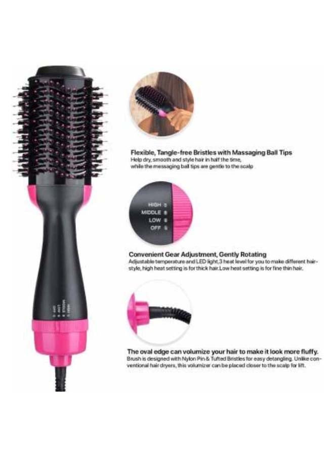 3-In-1 Electric One Step Hair Straightening Brush Pink/Black - Image 3
