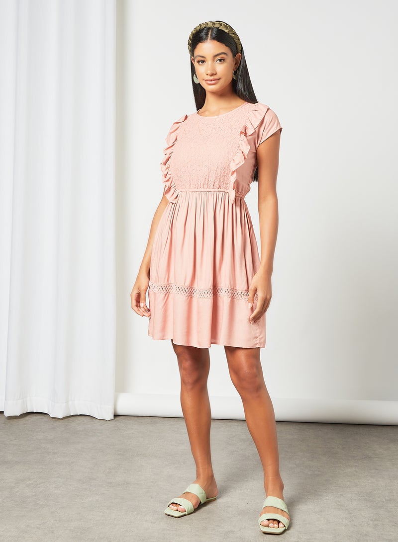 Aila Elastic Ruffle Dress Pink - Image 3