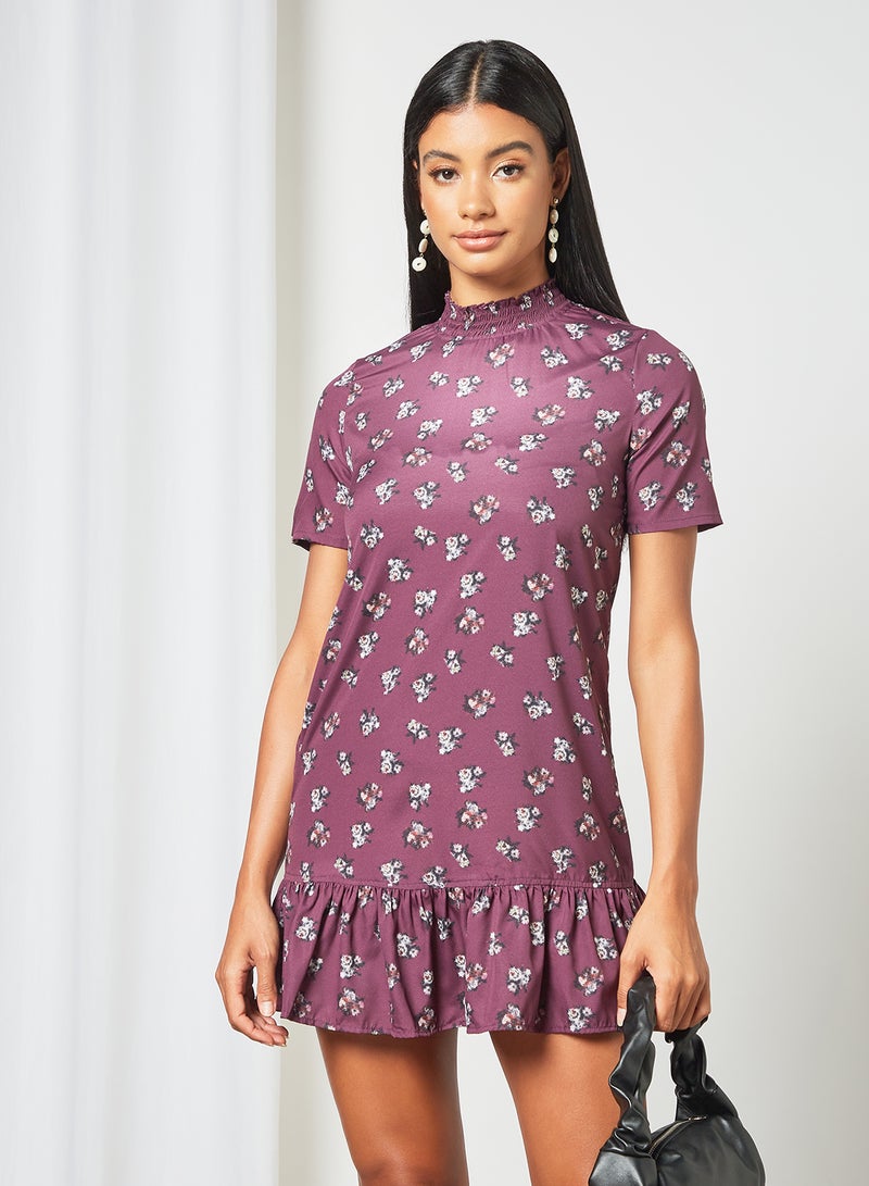 Sivvi x GenM Floral Print Mini Dress Purple  - Image 1