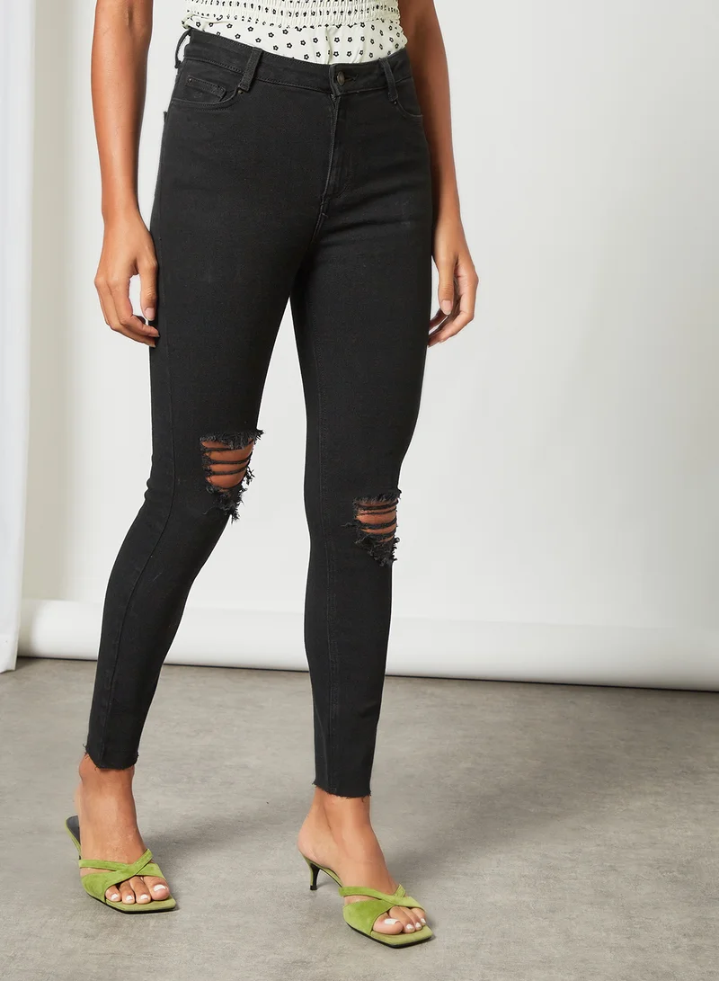 NEW LOOK Ripped Skinny Jeans Black