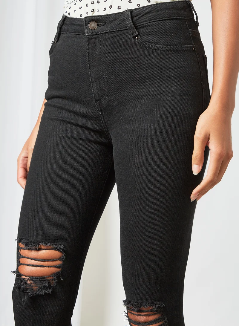 NEW LOOK Ripped Skinny Jeans Black