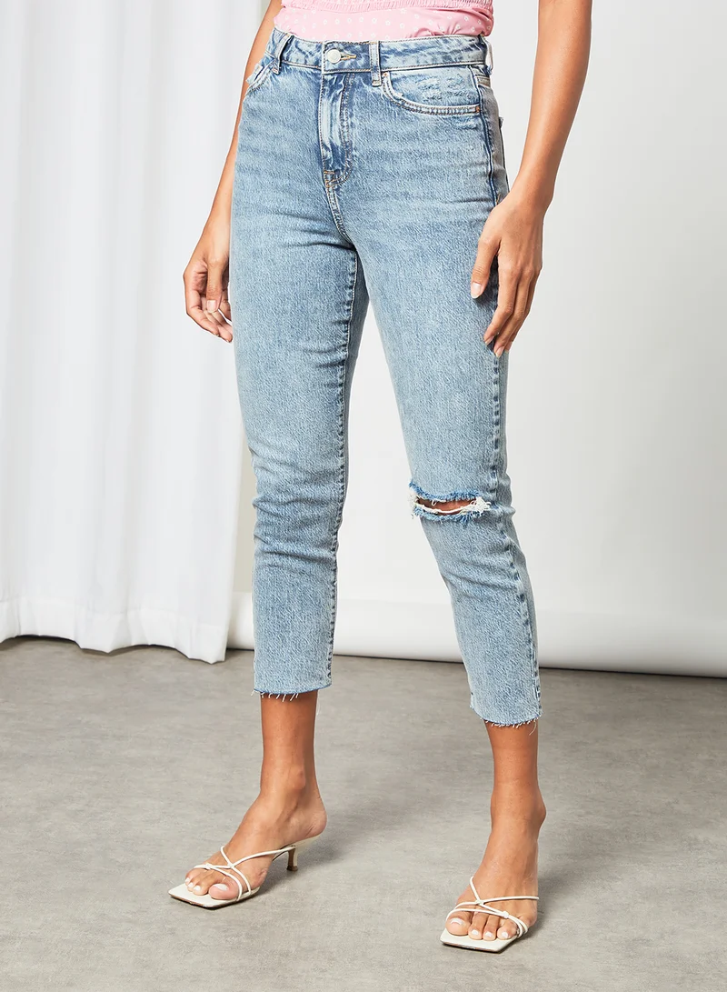 NEW LOOK Ripped Mom Jeans Blue