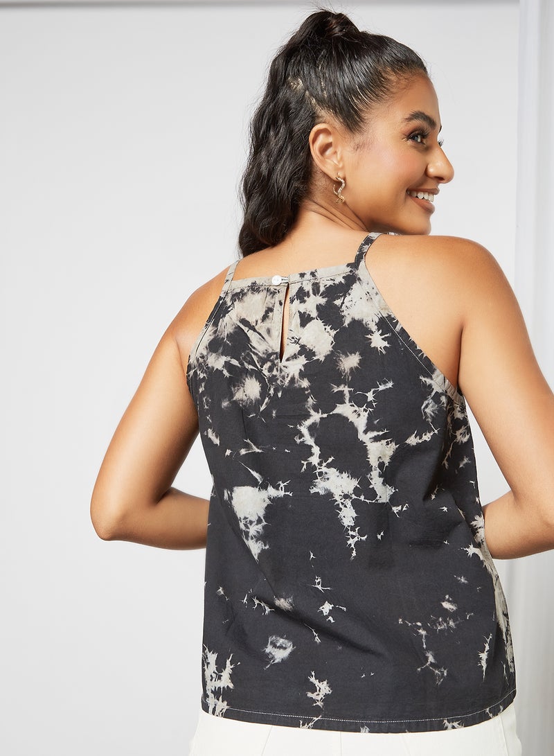 Aila Tie Dye Detail Tank Top Black/Grey  - Image 2