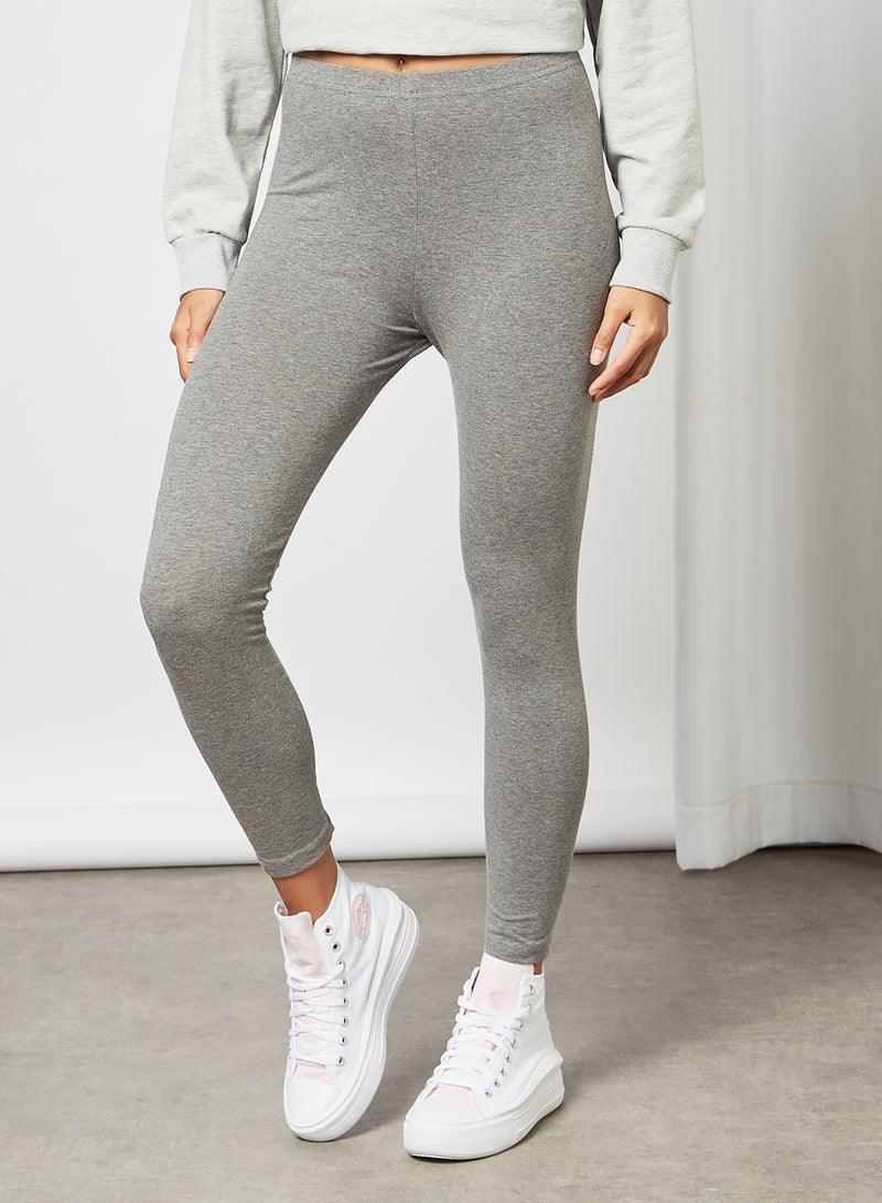 Aila High Waist Plain Leggings Anthra Melange  - Image 1