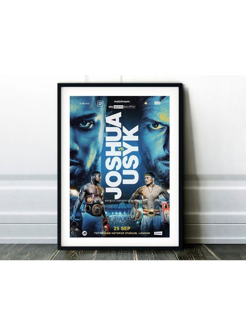 Anthony Joshua vs Oleksandr Usyk Boxing Poster With Frame Multicolour 30x40cm