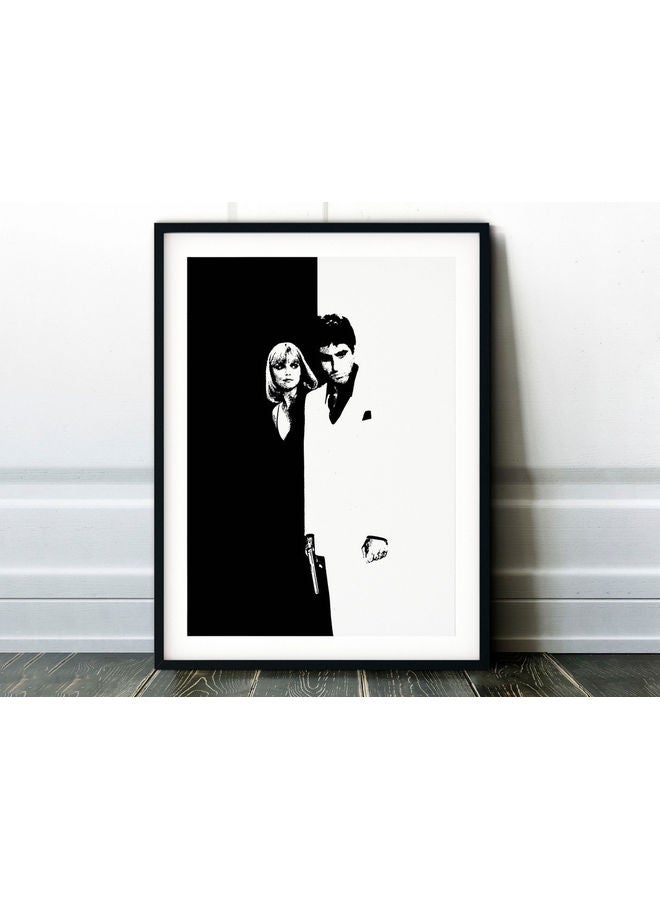 إكسسوارات بومة ملصق فيلم Scarface مع إطار متعدد الألوان 30x40سم