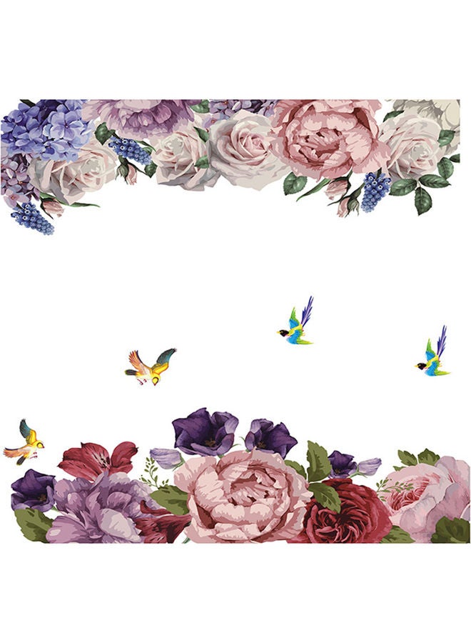 2-Piece Peony Flower PVC Wall Sticker Multicolour - Image 1