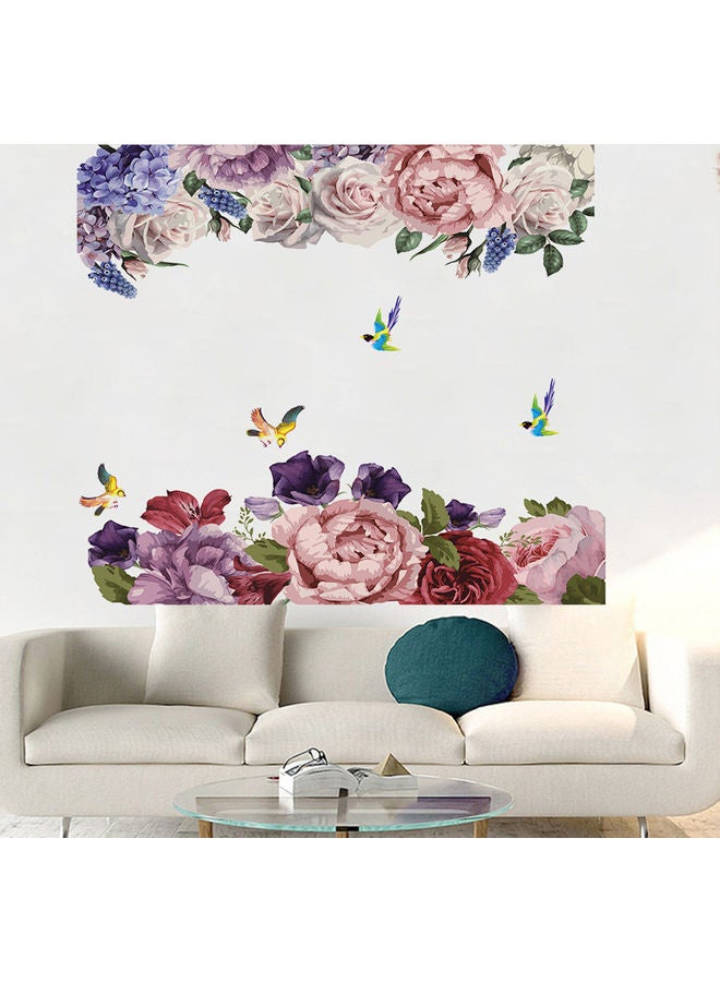 2-Piece Peony Flower PVC Wall Sticker Multicolour - Image 2