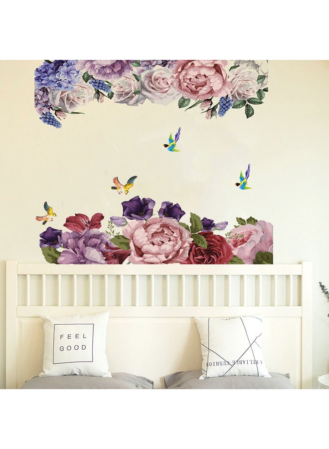 2-Piece Peony Flower PVC Wall Sticker Multicolour - Image 4