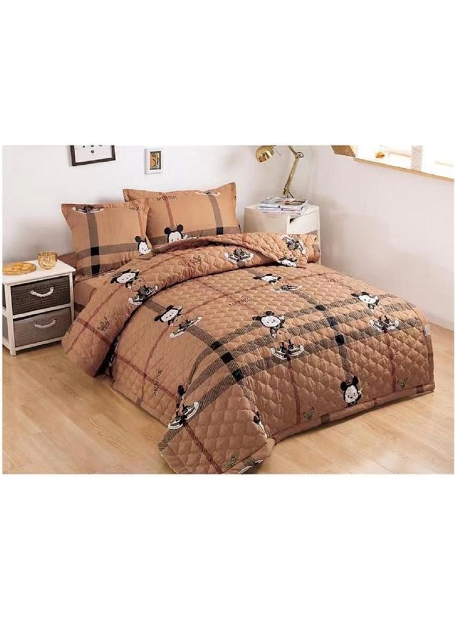 طقم لحاف مضغوط مكون من 4 قطع مايكروفايبر بني 160x210سم