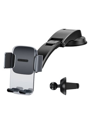 2-in-1 Easy Control Clamp Car Phone Holder Dashboard/Air Vent 360 Degrees Rotatable Car Phone Stand Car Mobile Stand Compatible with iPhone 13 Pro/Pro Max/Mini, Galaxy, Huawei and all 4.7-6.7'' Phone Black - v1632912292/N50578175A_1